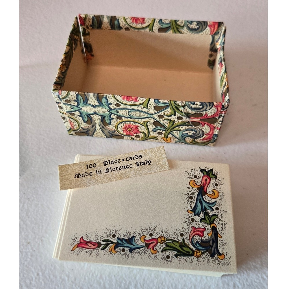 Vintage Florentine Italy Place Cards Floral Italian Stationery Original Box